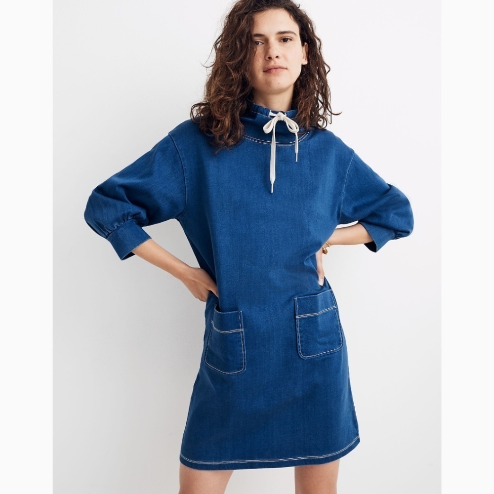 MADEWELL‎ Denim Sweatshirt Tunic Blue Dropped Shoulders Relaxed Jean Dress Small